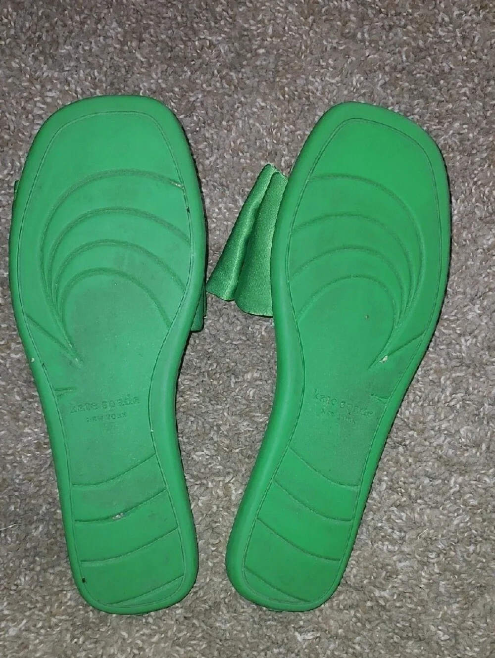 kate spade Green Satin Bow Slide Sandals